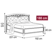 Nostalgia Double bedstead with curved side, with metal-insert decorative frame with curved headboard and capitonné padding, with short footboard - walnut