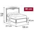 Nostalgia Double bedstead with curved side, with metal-insert decorative frame with curved headboard, with short footboard - walnut