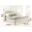 Siena Double bedstead with metal decorative insert and capitonné padding, with short footboard