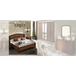 Torriani BOTTICELLI Double bedstead with curved wooden headboard - walnut