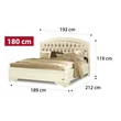Torriani GIORGIONE Double bedstead - 180x200 cm, capitonné padded headboard, walnut