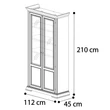 Treviso Day 2-doors display cabinet with wooden shelves - white ash