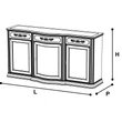 Torriani Day 3-doors buffet chest of drawers - walnut
