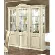 Torriani Day 3-doors display cabinet with mirror back panel - ivory