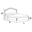 Nostalgia Double bedstead with curved, sophisticated headboard, with short footboard - antique white