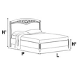 Nostalgia Double bedstead with bedding container, with metal-insert decorative frame with curved headboard, with short footboard - antique white
