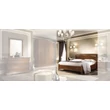 Treviso Double bedstead with metal-insert decorative frame with curved headboard, with short footboard - cherry