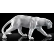 White panther ceramic sculpture with real Swarovski crystal necklace