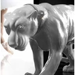 White panther ceramic sculpture with real Swarovski crystal necklace