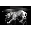 Table with panther ceramic sculpture with glass