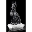 Nagyméretű dán dog kerámia szobor, eredeti Swarovski nyakékkel, párnával