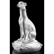 Greyhound ceramic sculpture with original Swarovski collar with grey cushion.