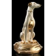 Greyhound ceramic sculpture with original Swarovski collar with grey cushion.