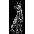 Danish dog ceramic sculpture in medium size, with original Swarovski collar, with gold foil