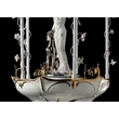Ceramic fountain: Villa Borghese with lady and dog, rotatable/movable, with pedestal. Color: white, gold, platinum