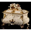 Angular ceramic jewelry box with rose. Color: cream color, gold