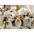 Ceramic floor lamp: alak with flowers, with 3 original Murano glass lamp body and original Swarovski crystals. Color: white, gold, platinum