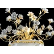 Large ceramic floor lamp with roses, with pedestal, with built-in lighting. Color: brass, white, gold, platinum