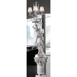 Large ceramic floor lamp, with pedestal, with built-in lighting (3 pcs), with chromed decorations and original Swarovski crystals. Color: white, platinum