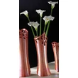 Asymmetrical ceramic decorative vase in red color