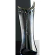 Asymmetrical ceramic decorative vase in red color