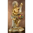 Ceramic table with angel and with the horn of abundance, with flowers.