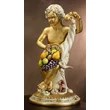 Ceramic table with angel and with the horn of abundance, with flowers.