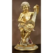 Ceramic table with angel and with the horn of abundance, with flowers.