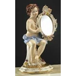 Ceramic table with angel and with the horn of abundance, with flowers.
