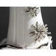 Ceramic console with 2 columns, glass, with flower sw, with mirror. Color: white, platinum