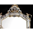 Ceramic console with 2 columns, glass and angels, with mirror. Color: white, gold, platinum