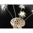 Ceramic decorative vase with butterflies, with 5 lighting flowers. Color: white, gold, platinum