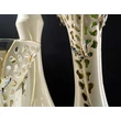 Large ceramic vase with butterflies with glass. Color: cream color, gold, platinum