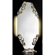 Octagonal ceramic mirror with 4 decorations, with original Swarovski crystals, with pedestal. Color: white, gold, platinum