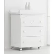 Dolce chest of drawers with diaper changing and bathing kit, with 3 drawers - white