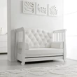 Soft crib with faux leather buttons - white