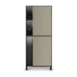 Beige-Dark Brown Display Cabinet with LED Light, 1-Door – LM Venus Day