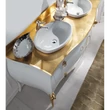Fürdőszobaszekrény 2 fiókkal, arany- vagy ezüstfóliás üveg fedlappal, 2 db mosdókagylóval – Morello 4630