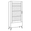 Emozioni Day 1-door display cabinet with upholstered backing (opening to the right or left)