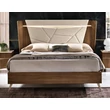 Emozioni Double bedstead with upholstered headboard and wooden sides