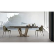 Silver étkezőasztal (042 Emperador fényes kerámia asztallap, bronz váz, 180x100 cm-es bővíthető változat) és Lilium szék (Vintage 102 ökobőr (B kategória), mocsárszürke váz)