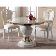 BC Betty Day kerek étkezőasztal 110x110 cm (+40 cm hosszabbítható) - fehér-arany