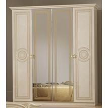 BC Sara 4-ajtós szekrény, 2 tükrös ajtóval - bézs