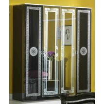 BC Serena 4-ajtós szekrény, 2 tükrös ajtóval - fekete-ezüst