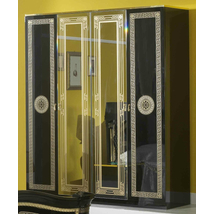 BC Serena 6-ajtós szekrény, 2 tükrös ajtóval - fekete-arany