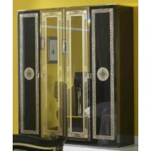 BC Serena 6-ajtós gardróbszekrény, 2 tükrös ajtóval - fekete-arany