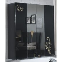 BC Sofia 3 tolóajtós gardróbszekrény, 1 tükrös ajtóval - fekete-arany