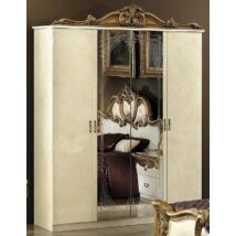 Barocco 4-ajtós gardróbszekrény, 2 tükrös ajtóval - bézs, arany díszítéssel