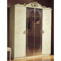 Barocco 4-ajtós gardróbszekrény, 2 tükrös ajtóval - bézs
