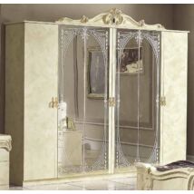 Barocco 6-ajtós szekrény, 4 tükrös ajtóval - bézs